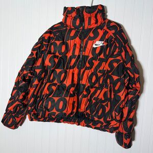 Nike Womens Sportwear Just Do It‎ JDI Orange Black Puffer Jacket Coat Medium